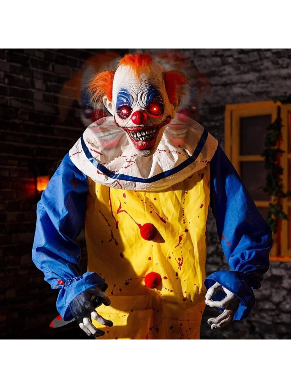 6ft Animated Killer Clown Decoration - Motion Activated, Creepy Sounds & Light